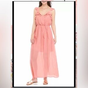 Luxology Pink sleeveless gauze Maxi Sundress EUC